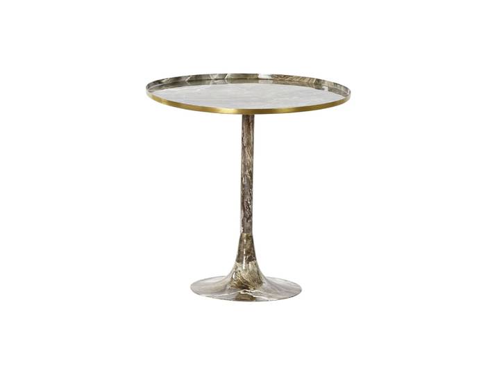 Table d'appoint effet marbre en aluminium marron 51x51x51 cm