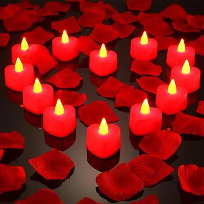 Uplift Treasures 24 Piece Heart Shape LED Flameless Tea Light Candle Set red 24pcs