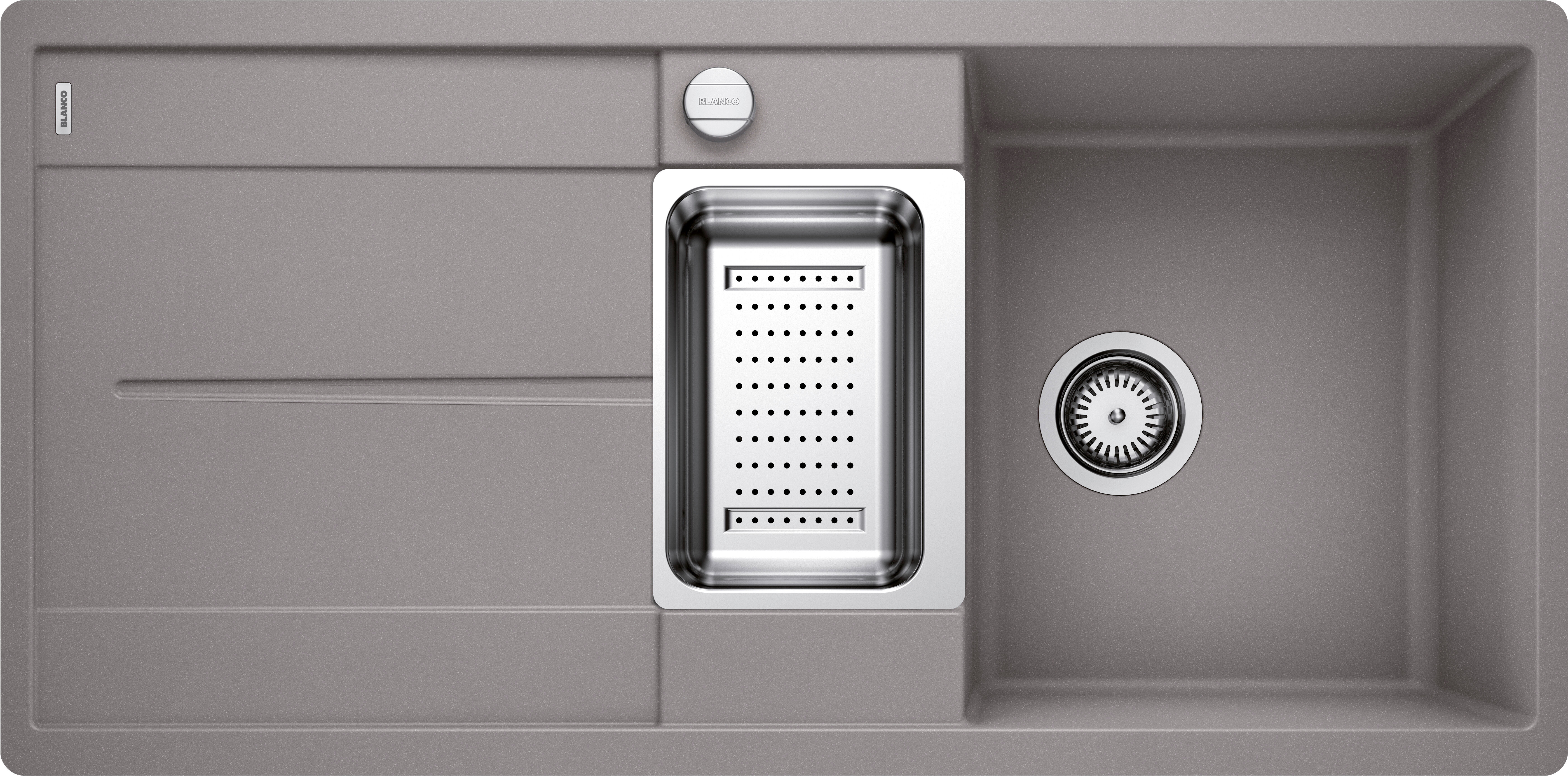 Blanco évier 519114 99x49cm, PuraDur alumetallic, réversible, avec télécommande de vidange / Accessoires