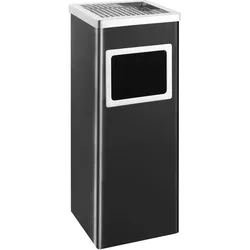 DELUKE® Standaschenbecher für Draußen 36L Stahl 24x24x61cm Mülleimer mit Aschenbecher Abfalleimer mit Inneneimer Standascher Outdoor, Schwarz