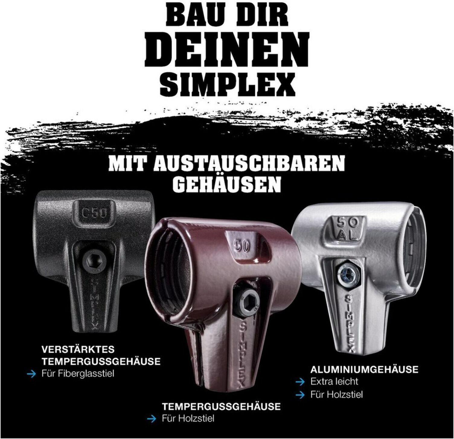 Halder SIMPLEX-Schonhammergehäuse ohne Einsätze, ohne Stiel 40A mm (3122.040)