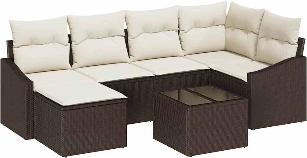vidaXL Garten Essgruppe 7 stk. Braun und Creme