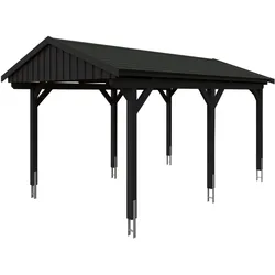 Skan Holz Fichtelberg - Satteldach Einzelcarport Breite 317 cm Gr. 1 - 317 x 566 cm Dachschalung mit Dachschindeln (schwarz) anthrazit Holzcarport
