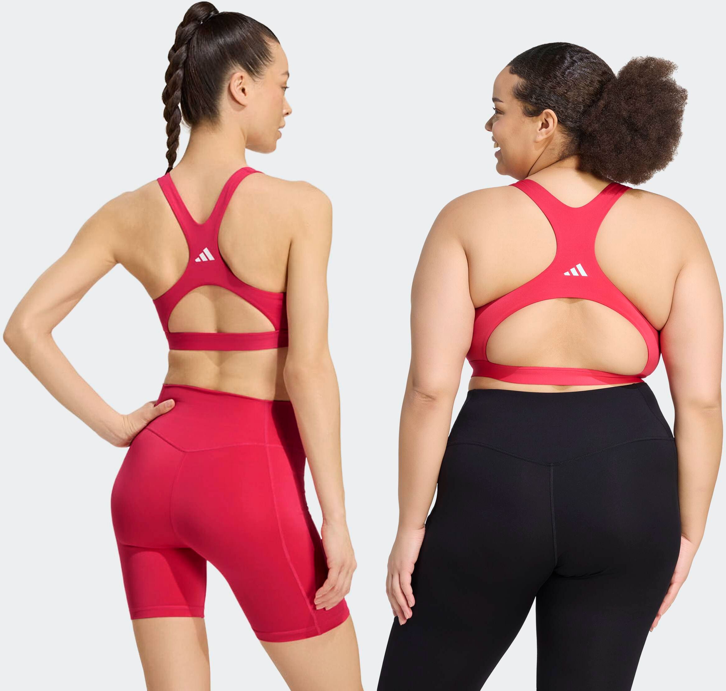 Sport-BH ADIDAS PERFORMANCE "OPT ESS HS", Damen, Gr. S, Cup C/D, rot (power pink), Obermaterial: 85% Polyester, 15% Elasthan, BHs Sport-BH power pink S, Cup C/D