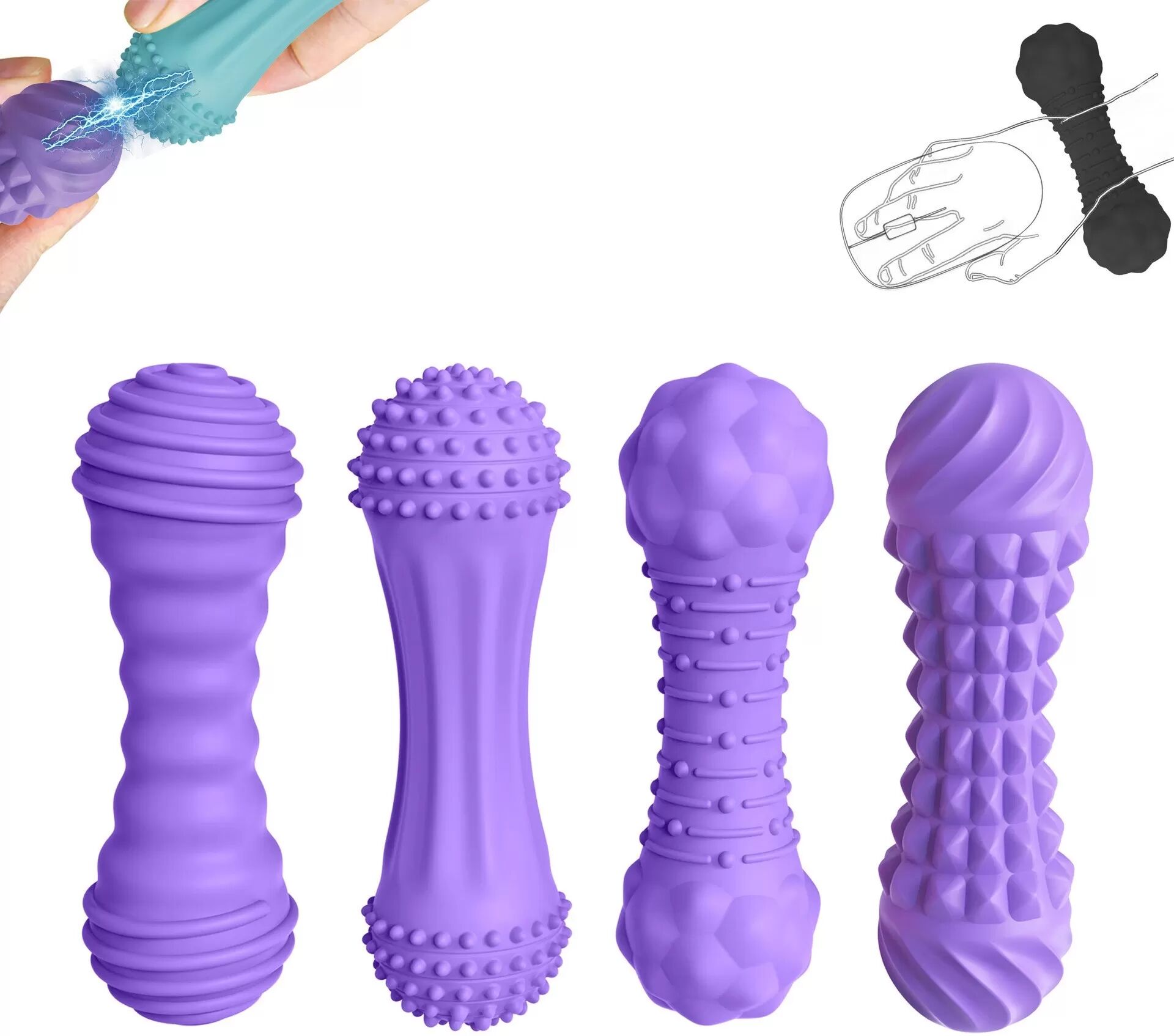 INF Lila Silikon Büro Maus Handgelenkauflage 4er-Set - Ergonomische Handgelenkstütze und Stressabbau