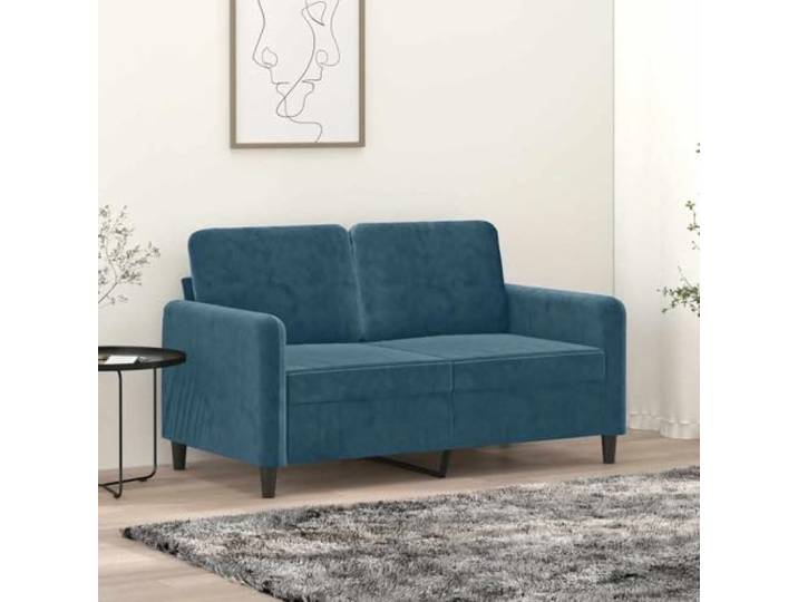 HEFZGDB 2-Sitzer-Sofa Blau 120 cm Samt Modernes Metallgestell Wohnzimmer Polstermöbel Bequem Entspannen Robust Stilvoll