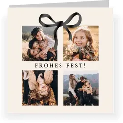 Weihnachtskarte: Fotogeschenk mit Fotos in Creme
