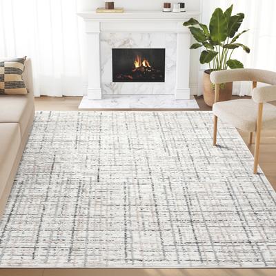 Abani Rugs Abani Viva VIV130A Neutral Beige Grey Crosshatch Area Rug