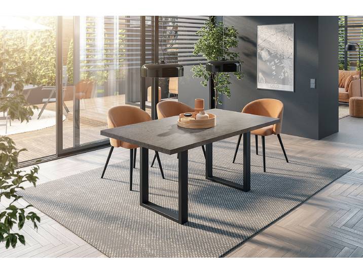 Esstisch Raghen 160 x 90cm Schwarz/Weiß/Anthrazit U-Form