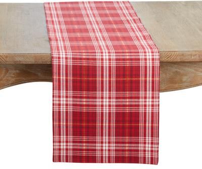 "Saro Lifestyle Recycled Plaid Table Runner - 13""x72"""