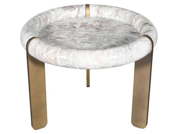 SIGNATURE - Petite table basse en marbre et métal PROSPER
