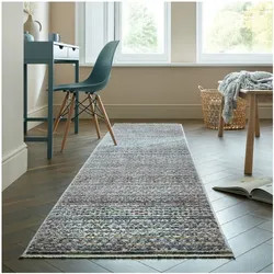 Läufer gestreift Blau 66 x 300 cm - PERRAN   Kadima Design