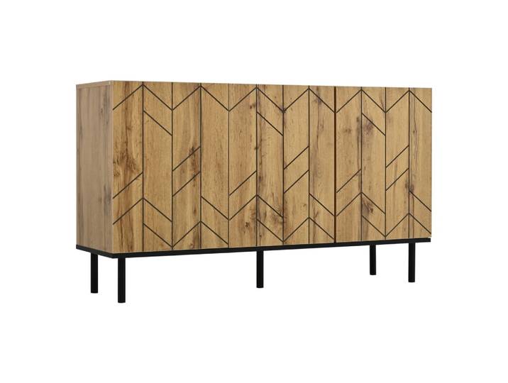 Buffet effet bois design chevron 3 portes battantes 120x35x70cm