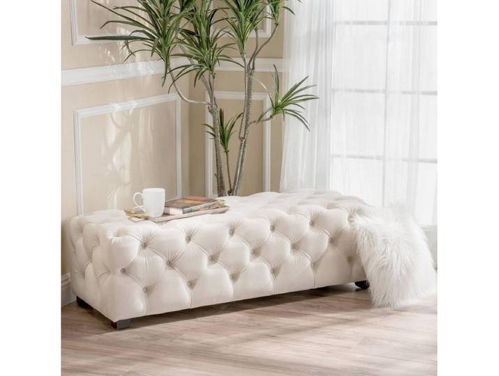 Xlmoebel Polsterhocker Weißer Chesterfield Hocker Moderner Samtpouf (Chesterfield Hocker), Made in Europa