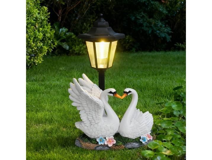 Statue de Cygne en Résine Solaire pour Jardin Extérieur, Ornement Paysager, Simulation Animale Artisanale