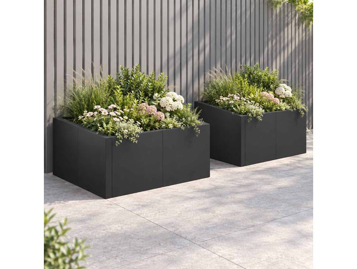 vidaXL Stützmauer 4 Stk. 100 x 100 x 50 cm Stahl Schwarz