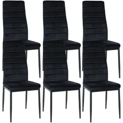 CLP 6er Set Esszimmerstühle Mayfair Samt   Farbe: schwarz, Material: Samt