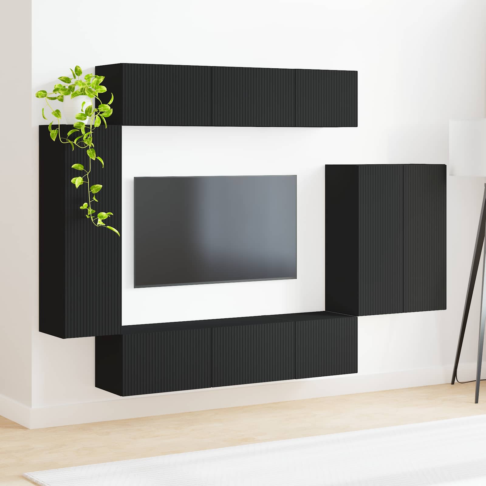 vidaXL Ensemble de meuble TV mural 6 pc Noir