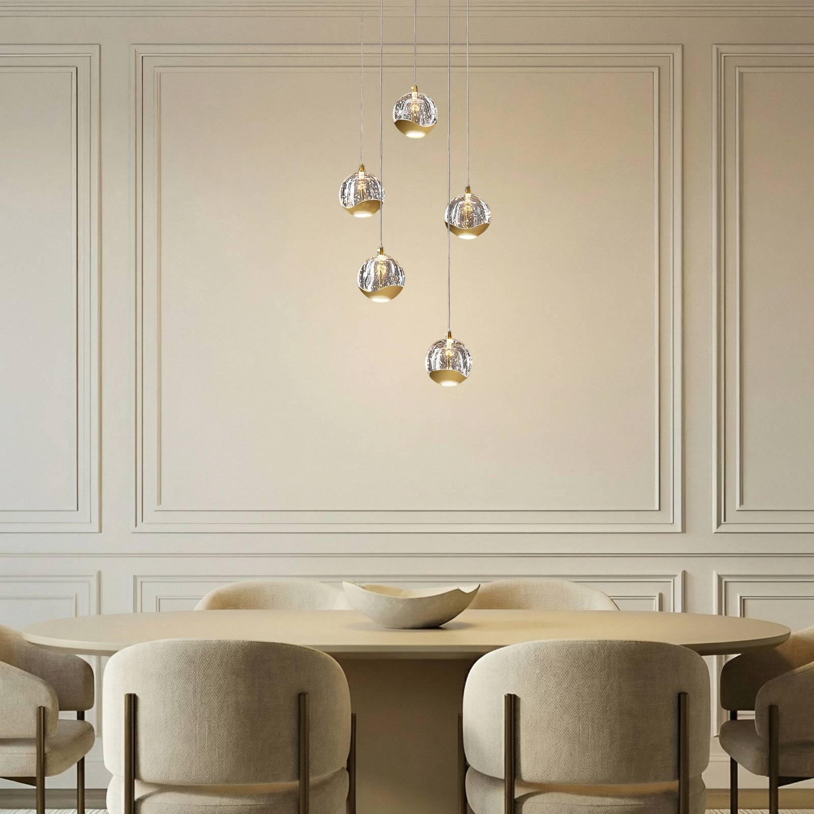 Glass Pendant Light Hayley Lucande, Clear / transparent, Living / Dining Room, Glass, Modern, Ceiling Light
