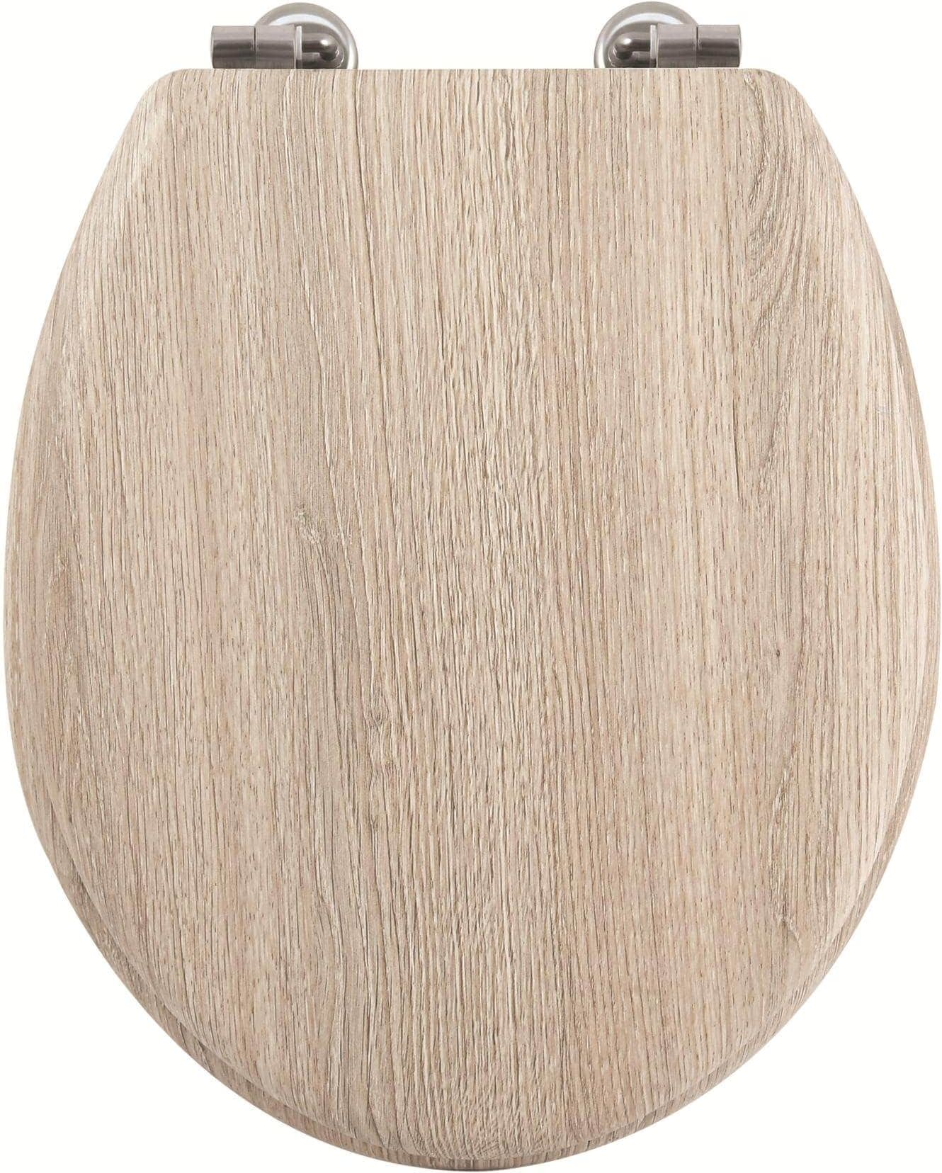 WC-Sitz MSV "MSV Toilettensitz Beige", beige (natur), B:42,5cm L:36,5cm, MDF - Mitteldichte Holzfaserplatte, WC-Sitze, WC-Sitz natur Einheitsgröße