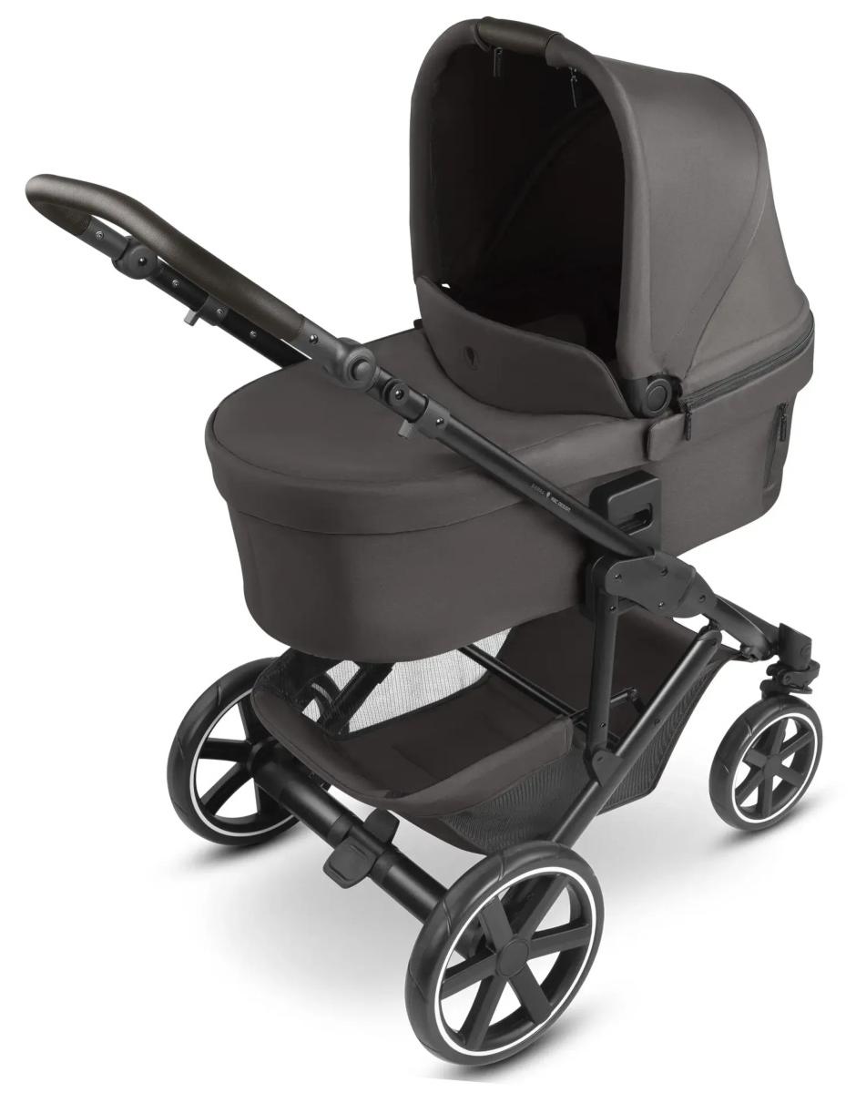 ABC Design 3in1-Kinderwagen-Set Sierra, Betthimmel, Reisesystem-Kinderwagen, Feste Räder, Faltbar, Schwarz, Grau
