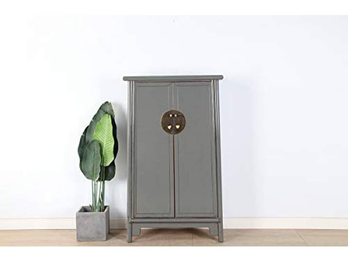 Yajutang Chinesischer Hochzeitschrank 2 Türen grau RAL7005