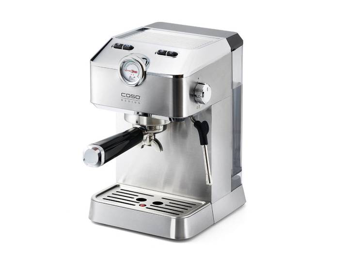 Caso Design Espressomaschine, Schwarz, Edelstahlfarben, 19.5x30.5x25.5 cm, CE, Kochgeschirr, Küchengeräte, Kaffeemaschinen & Milchschäumer
