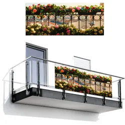 BALKON-SICHTSCHUTZ Blumen - Zaun - Stadtbild - Sommer Balkon Deko 300x120 cm