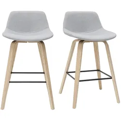 Barhocker skandinavisches Design hellgrau und Holz H65 cm (2er-Set) NONIE