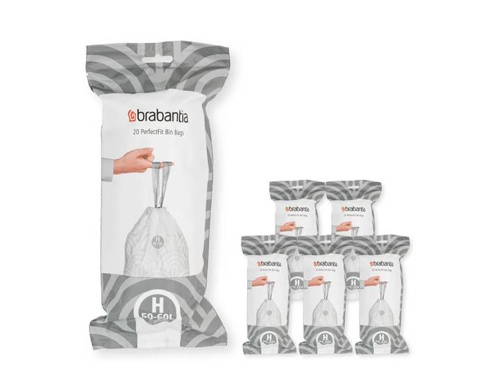 Brabantia Sac poubelle Brabantia PerfectFit 120 sacs Modèle H, 50-60 L