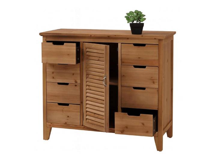 MCW Apothekerschrank HWC-O63 Dekorative Tür im Fensterladen-Design