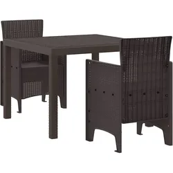 vidaXL Garten Essgruppe 3 pcs Braun Polt Rattan