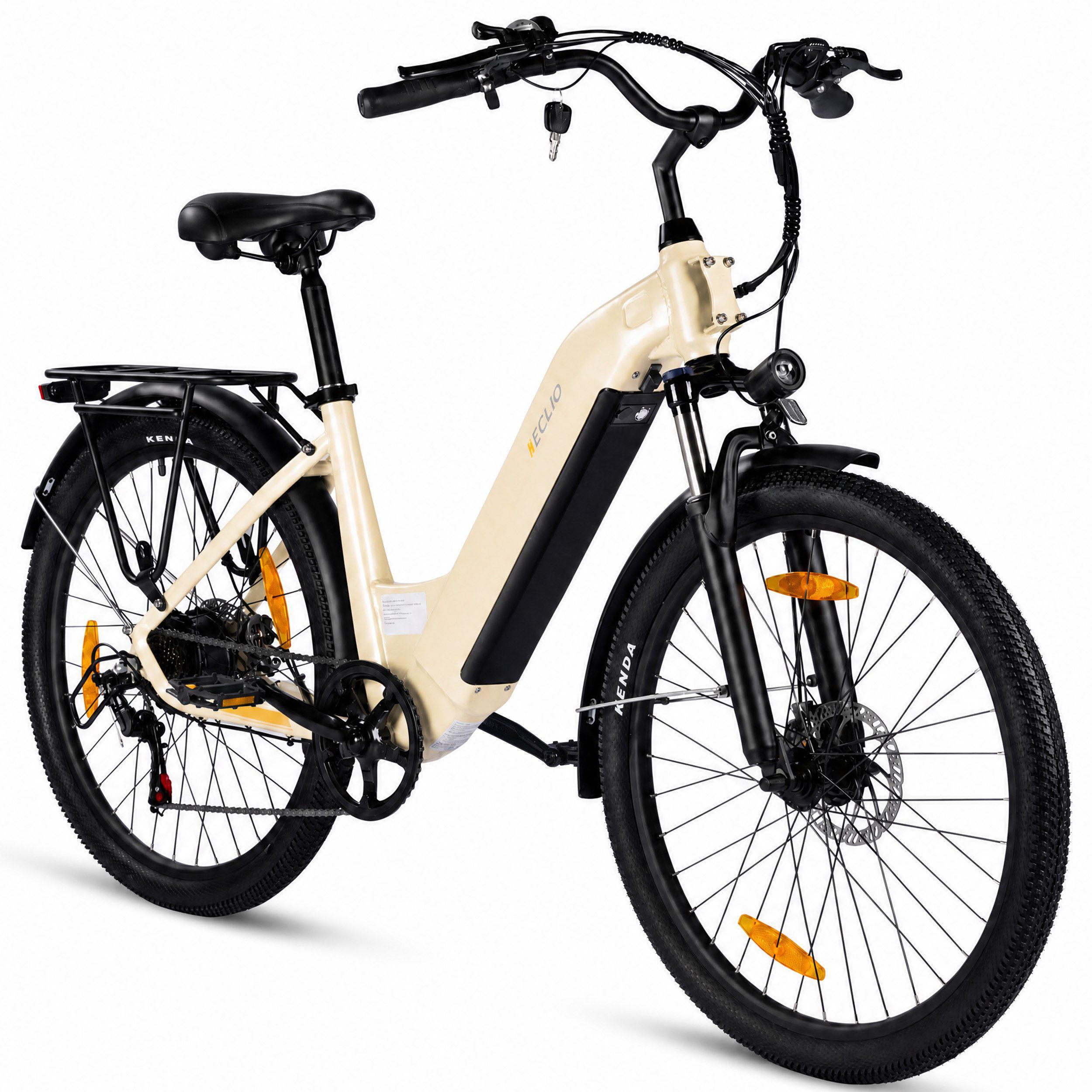 E-Bike Cityrad e bike für herren 26 zoll 18.2AH 36V 655WH damen 120km Elektrofahrrad Kettenschaltung, Heckmotor, 655 Wh, (mit Batterieladegerät