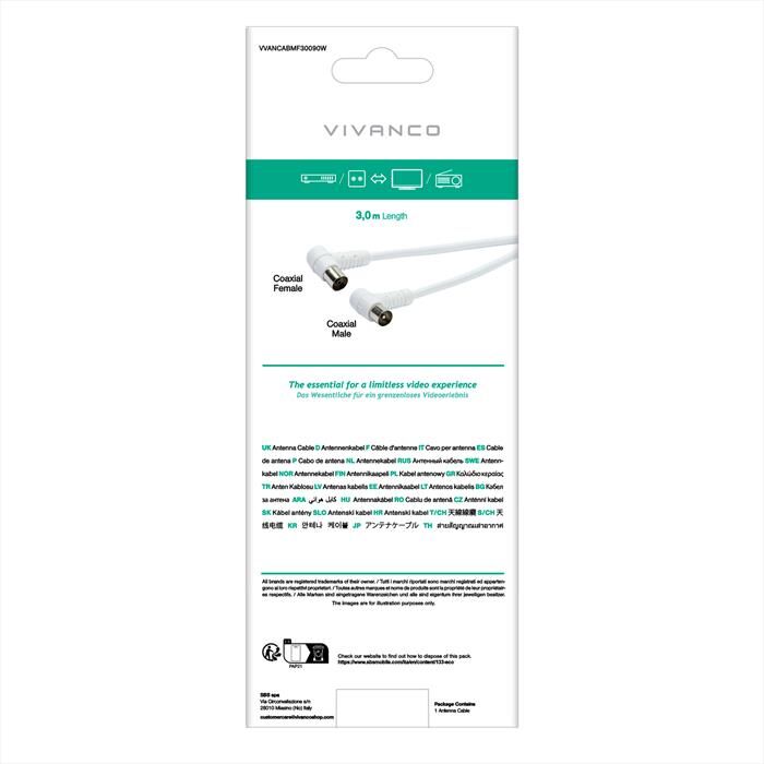 SBS Angle Aerial Lead 90 Db-bianco