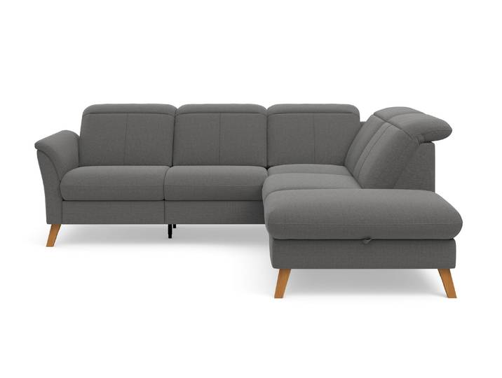 Ecksofa, Strukturstoff, Grau 250×220 cm, Ottomane Rechts, Mit TV-Funktion & Stauraum, Sit&More