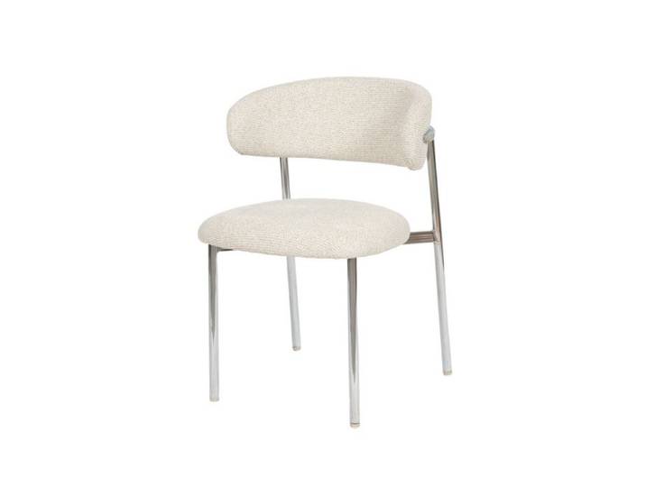 Chaise de salle à manger Curve beige avec piètement chromé (lot de 2) - Amadeus