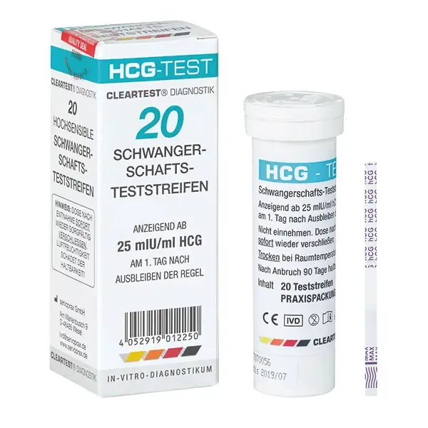 Servoprax GmbH Cleartest HCG Schwangerschafts-Teststreifen (20 Stück) C3 2020
