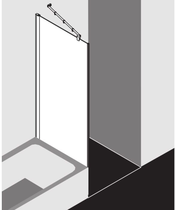 Kermi Diga Seitenwand verkürzt DITVD07516VAK 75x160cm, silber hochglanz, ESG klar