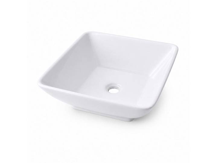 Relaxdays Waschbecken Weiß Keramik ohne Hahnloch, 41.5x13x41.5 cm, Badezimmer, Waschbecken & Armaturen, Waschbecken
