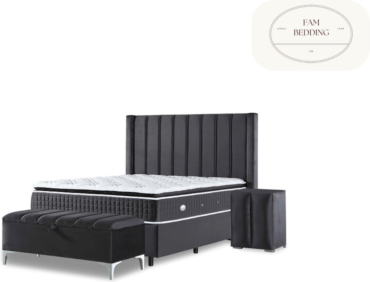 FAM BEDDING Lina 2-persoons opberg boxspring, 160 x 200 cm