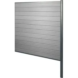 WPC-Sichtschutz Savoie, Windschutz Zaun, Alu-Pfosten zum Einbetonieren ~ Erweiterungselement, 185cm grau