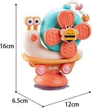 Perfect Picks Market Snail Windmill Spinner Toy For Babies Montessori Sensory Car With Suction Cup   Fine Motor Skill Development Toy orange