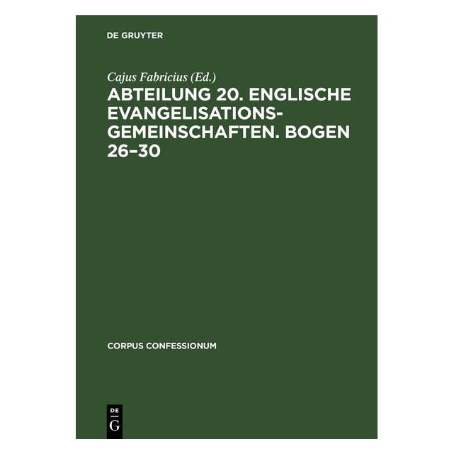 De Gruyter Abteilung 20. Englische Evangelisations (Deutsch, Hardcover) (67792113)