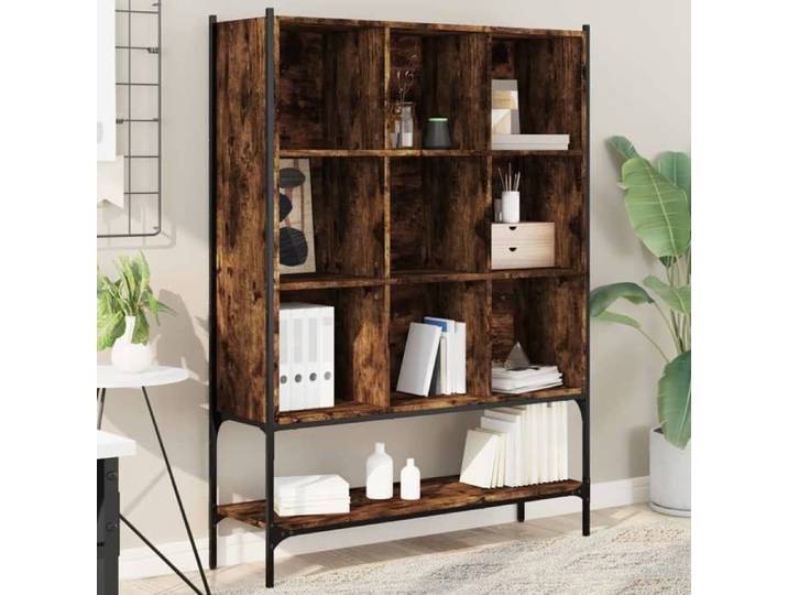 Bibliothèque Armoire à Livres avec 9 Compartiments Étagère à Livres avec Rangement Salon Bureau Chêne Fumé Bois 3214331