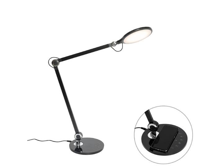Lampe de table design noire avec LED, variateur tactile et