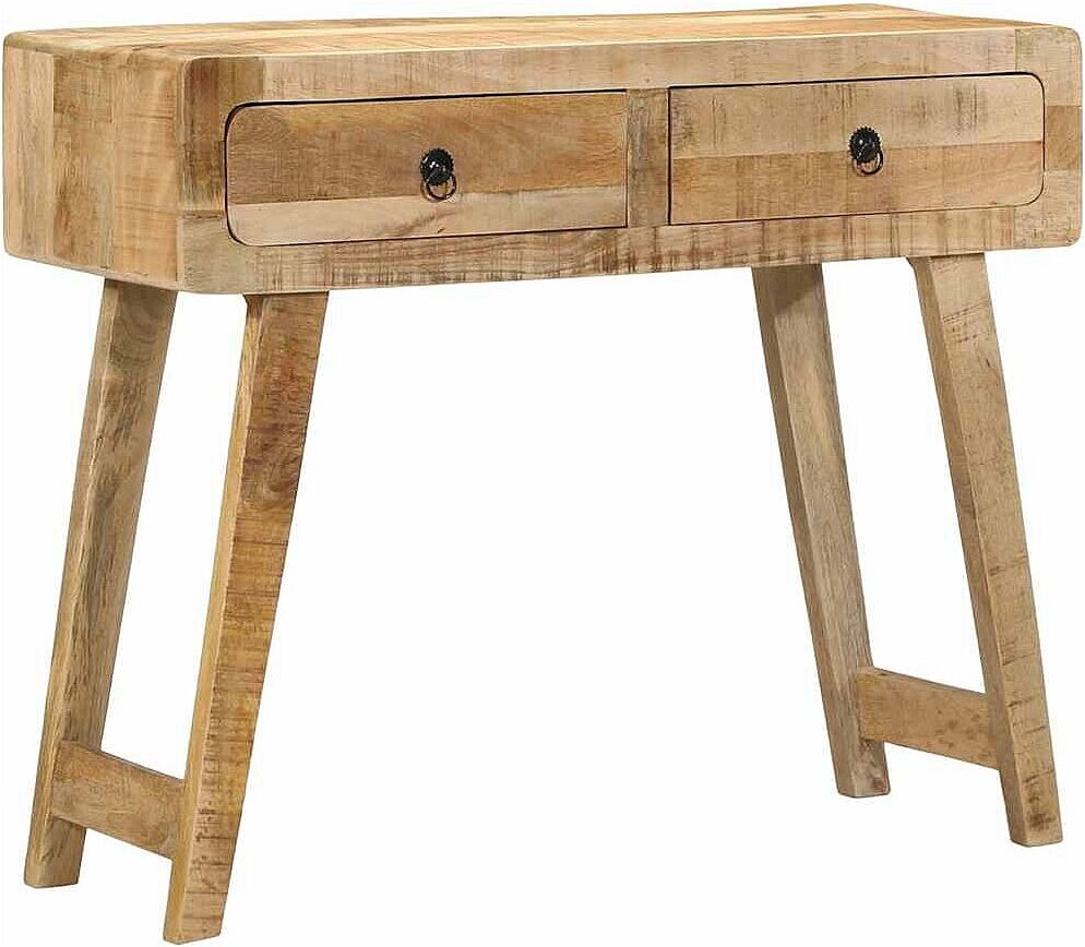 Clicnbuy Mesa consola madera maciza de mango rugosa 90x32x75 cm