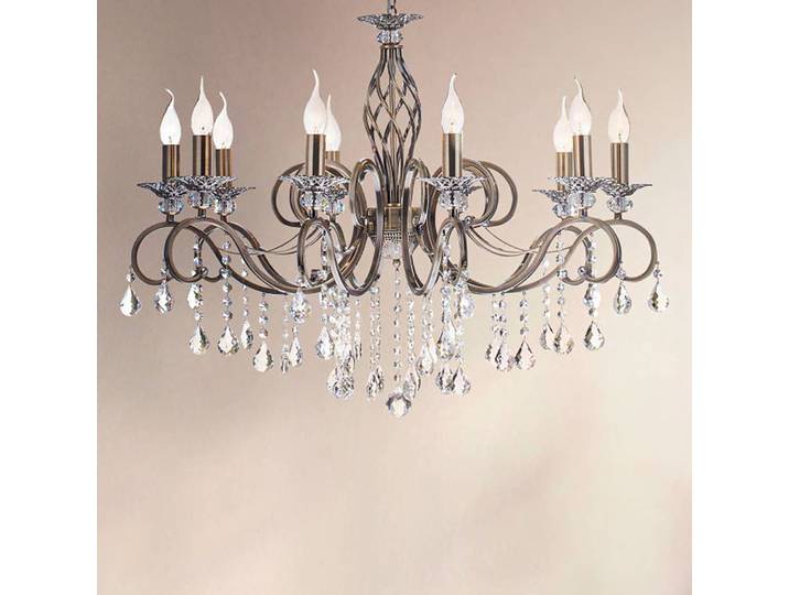 Lustre Grace - Type B Ø 85cm Laiton 10 Verre cristal / Métal mixte E14