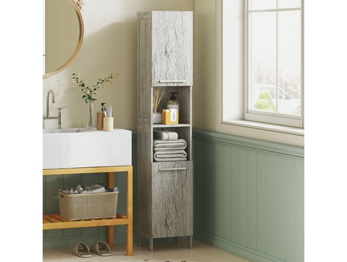 HOMCOM Colonne Salle de Bain MDF Gris 172cm