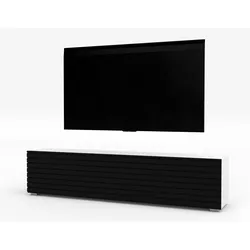 LOWBOARD ZIVOLLI 160 Weiß, Schwarze Lamellen 160/36,5/40 cm – Hängend und Stehend