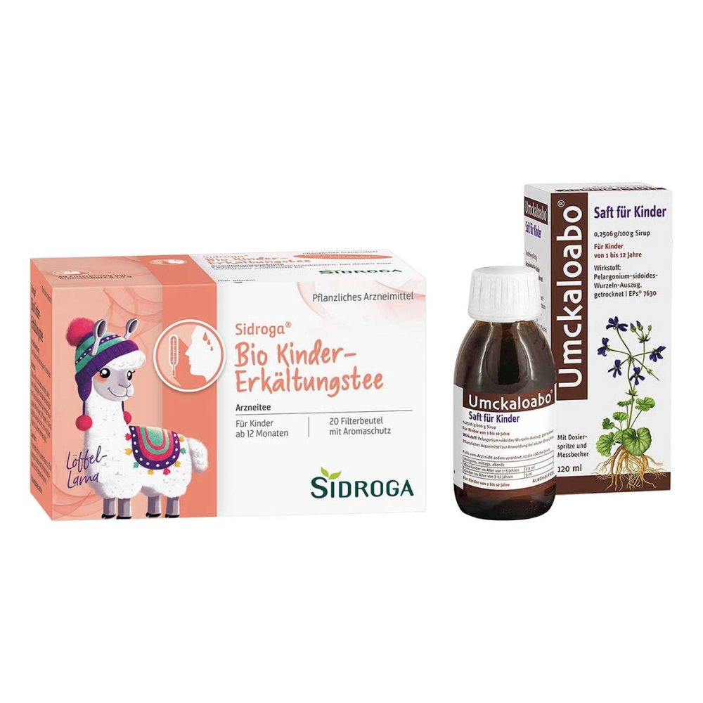 Sidroga Bio Kinder-Erkältungstee + Umckaloabo Saft für Kinder 08106797